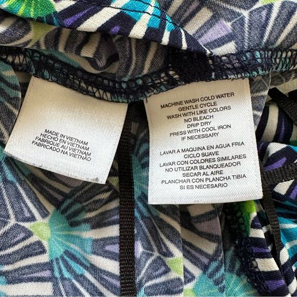 Evan Picone Dress Teal Green Purple Print Short Sleeve Faux Wrap Ruched Size 4 - Picture 10 of 12